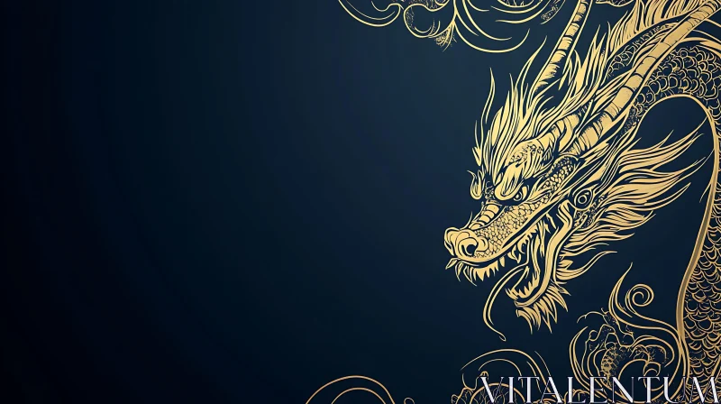 AI ART Intricate Golden Dragon Design