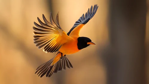 Orange Bird Flying
