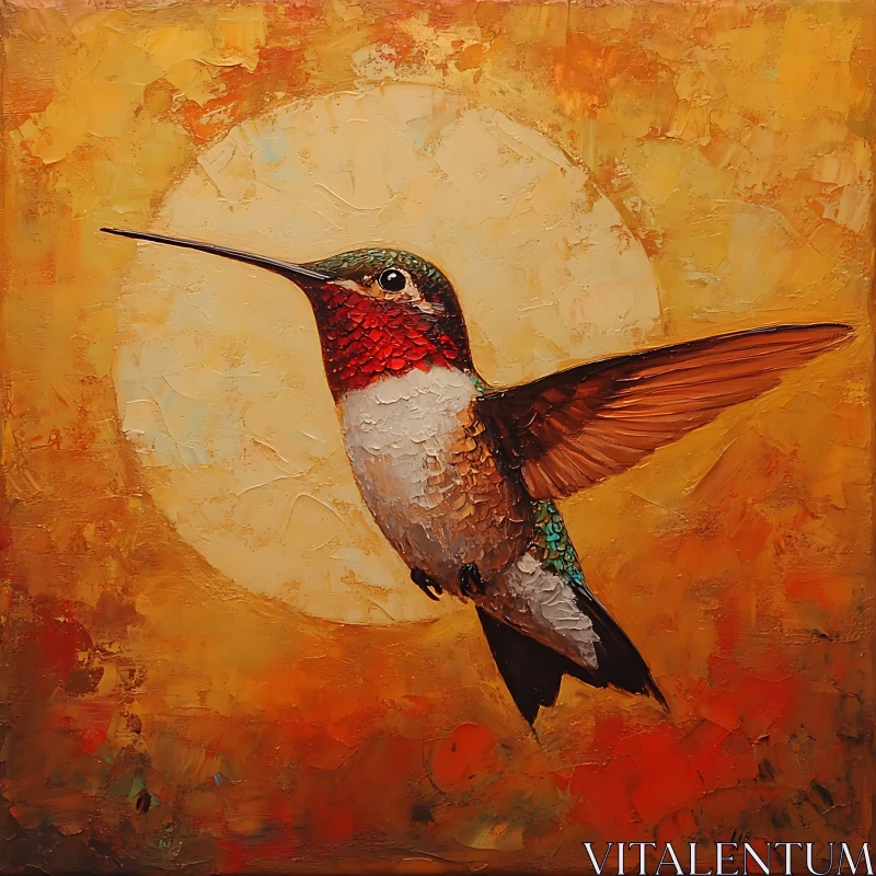 Ruby Throated Hummingbird Art Print AI Image