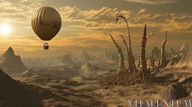 AI ART Balloon over Alien Desert