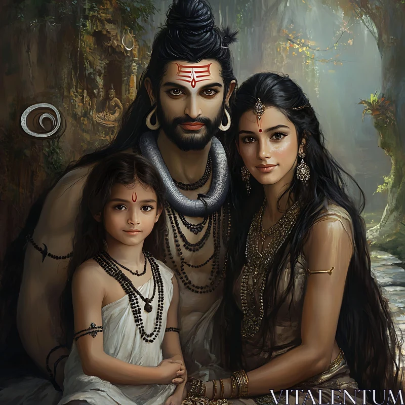 Serene Family in Traditional Attire AI Image