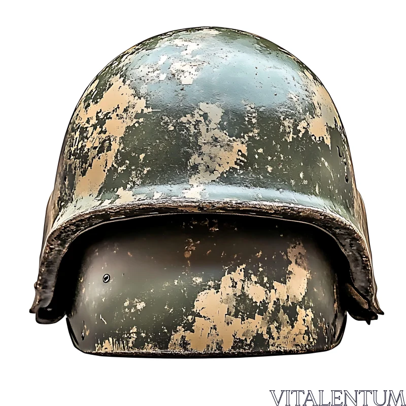 AI ART Worn Military Helmet with Green and Beige