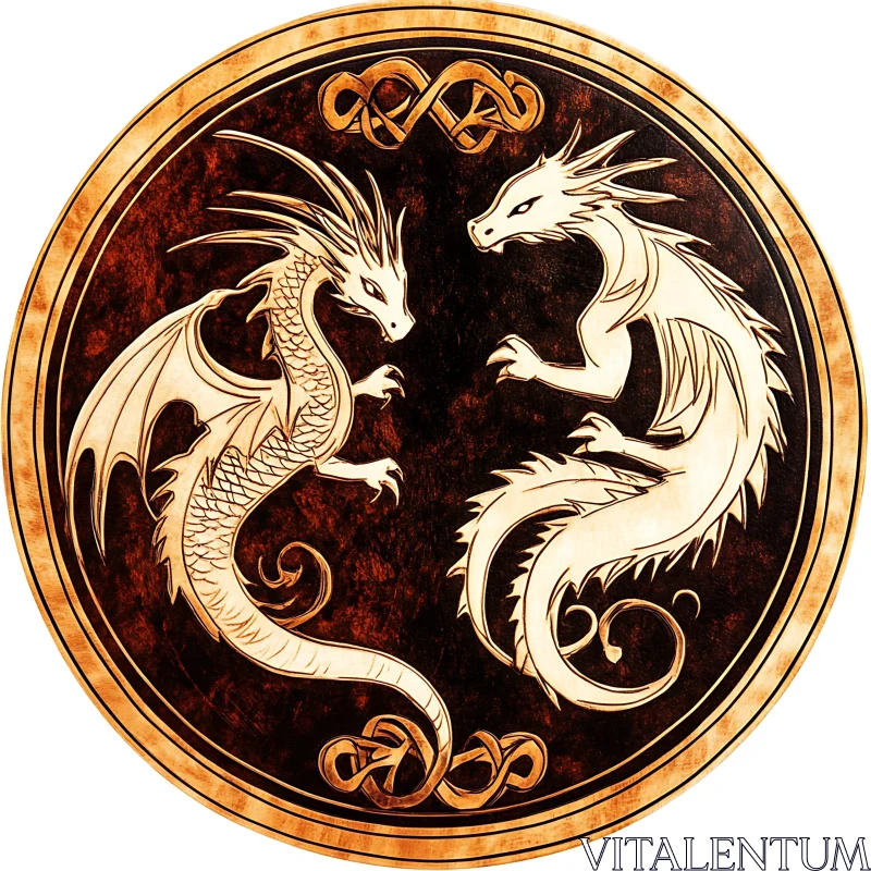 AI ART Mythical Dragons in Celtic Circle