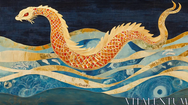 AI ART Mythical Dragon in the Ocean