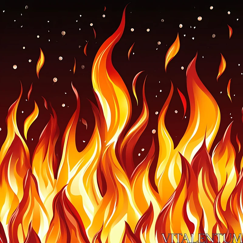 Dynamic Fire Illustration with Rising Flames AI Image