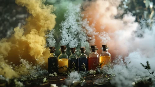 Mystic Elixirs: Bottled Magic and Smoke