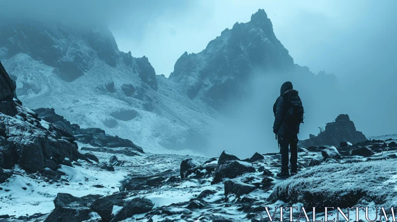 Snow-Capped Mountain Range Landscape | Serene Nature Photography AI Image