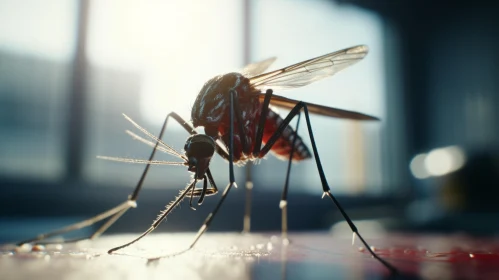 Sunlit Mosquito on Table: A Blend of Natural and Modern Aesthetics