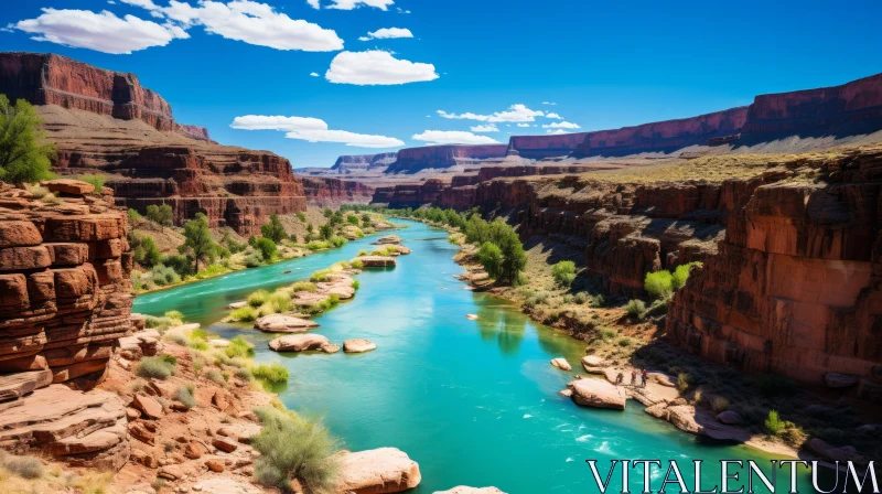 Turquoise River Flowing Through Canyon - A Testament to Indigenous Culture AI Image