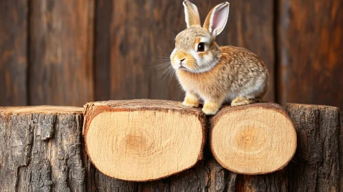 Cute Rabbit Resting on Timber