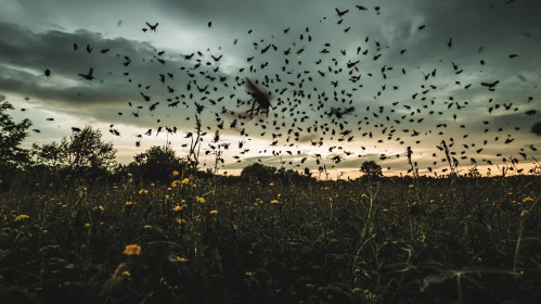 Field of Insects at Dusk