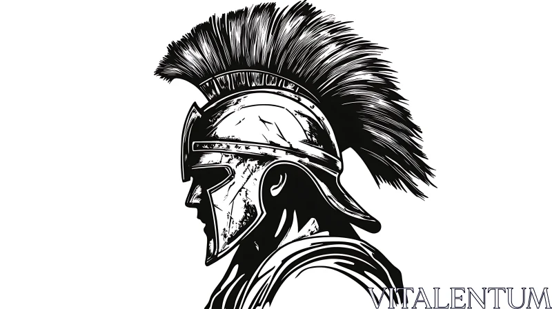 Monochrome Warrior Headpiece AI Image