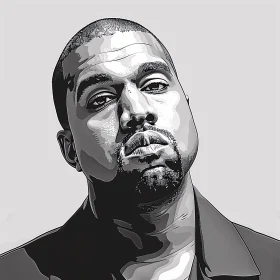 Black and White Kanye West Illustration