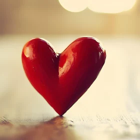 Heart Resting on Wooden Table