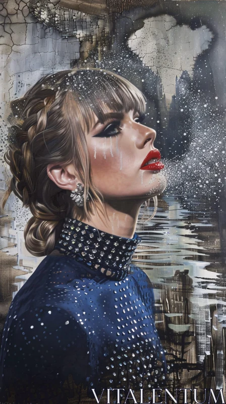 Glamorous Taylor Swift Portrait with Intricate Braided Updo AI Image