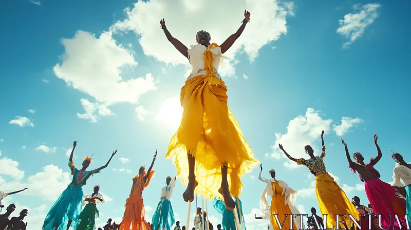 AI ART Stilt Walkers Rejoicing in Cultural Festivities