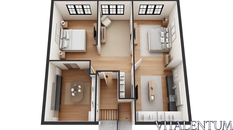 Minimalist House Plan with Neutral Decor AI Image