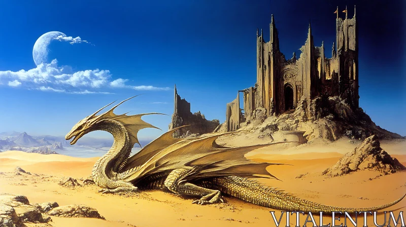 AI ART Dragon in Desert, Fantasy Art