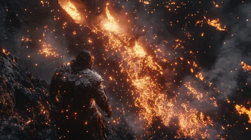 Molten Lava and Dark Armored Figure