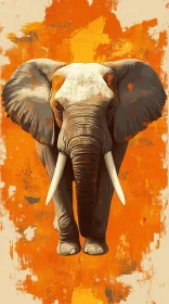 Stunning Elephant on Orange