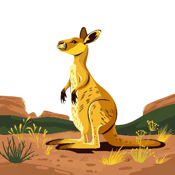 Kangaroo in Australian Desert Illustration T-shirt Design