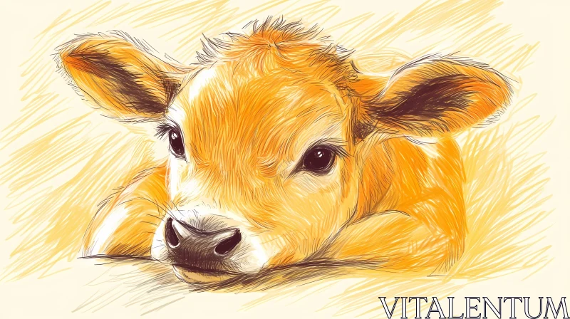 Calf Artwork in Warm Tones AI Image