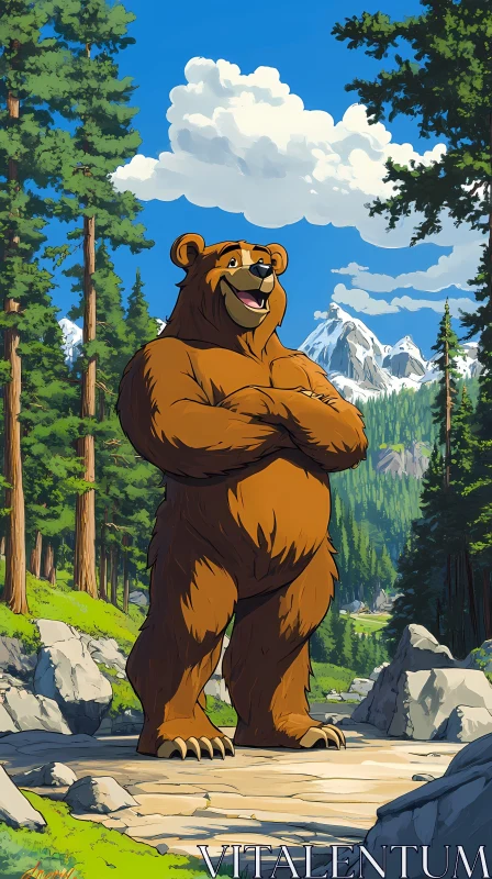 Charming Bear in Nature AI Image