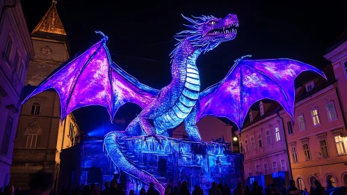 Illuminated Dragon at Night