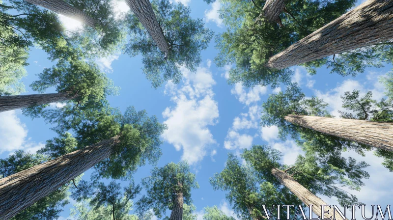 AI ART Upward View of Forest Canopy