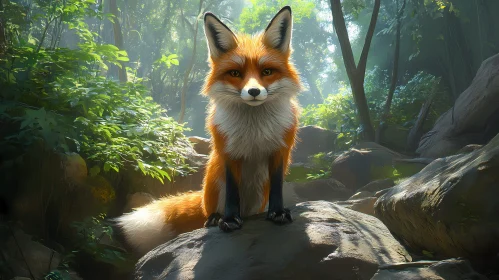 Red Fox in Forest Sanctuary