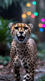 Cheetah Portrait with Colorful Bokeh