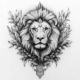 Monochrome Lion Illustration