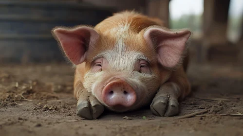 Cute Piglet on Farm