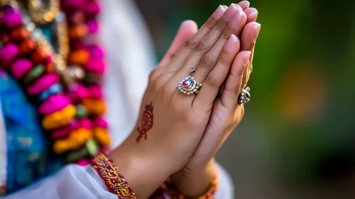 Elegant Hands Clasping in Peaceful Prayer