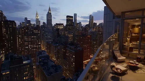 Evening Urban Skyline from Luxurious Balcony