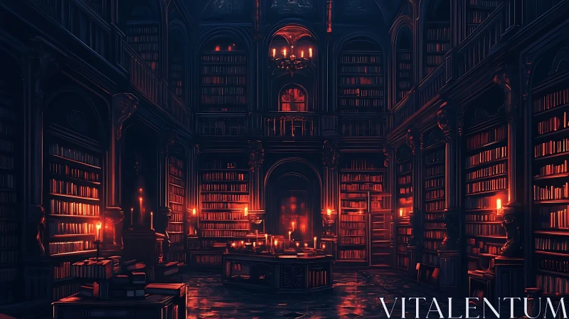 AI ART Dark Academia Library