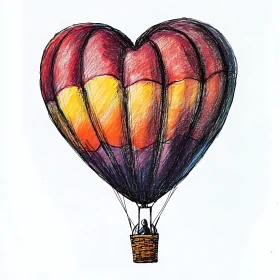 Whimsical Heart Balloon Sketch