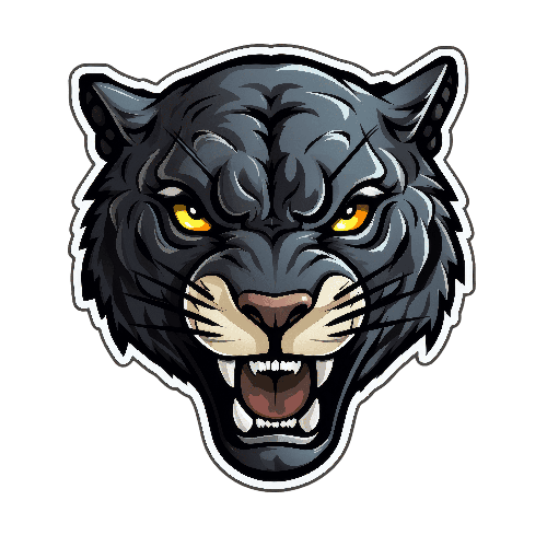 POD Design Black Panther Cartoon Head Illustration