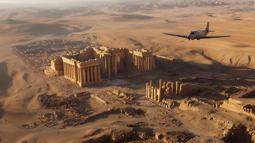 Ancient Ruins and Airplane