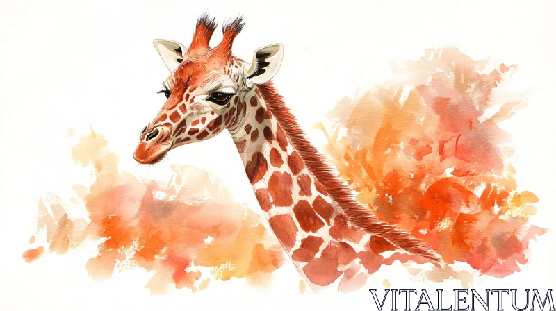 AI ART Artistic Giraffe Portrait in Watercolors