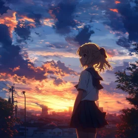 Sunset View Anime Style
