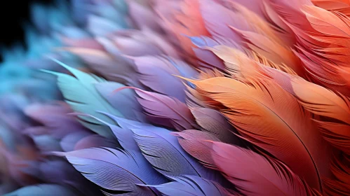 Colorful Feather Close-Up: A Study in Abstract Color Gradations