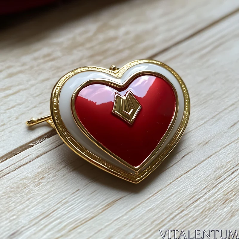 Red and Gold Heart Decoration AI Image