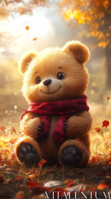 Cute Teddy with Scarf AI Image