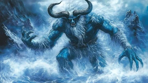 Blue Troll Emerging from the Sea