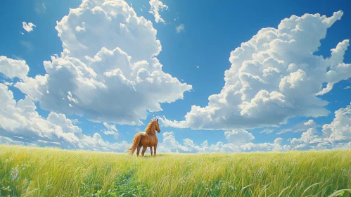 Serene Horse in Open Field