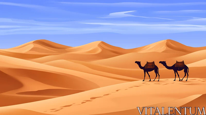 Desert Journey with Camels AI Image