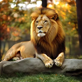 Resting Lion on Rock