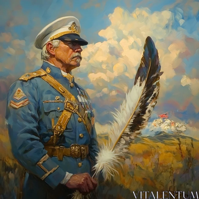 AI ART Portrait of a Soldier with Feather