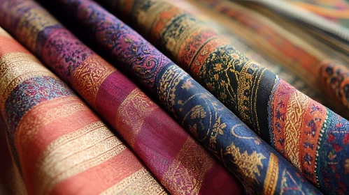 Colorful Silk Textiles with Intricate Designs